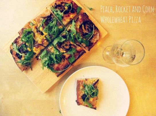 Peach Rocket and Corn Wholewheat Pizza
