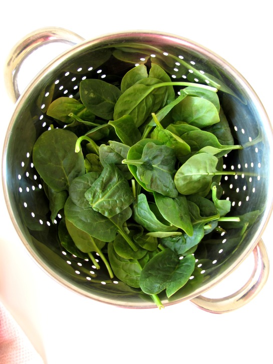 Washed Spinach in a Colander 